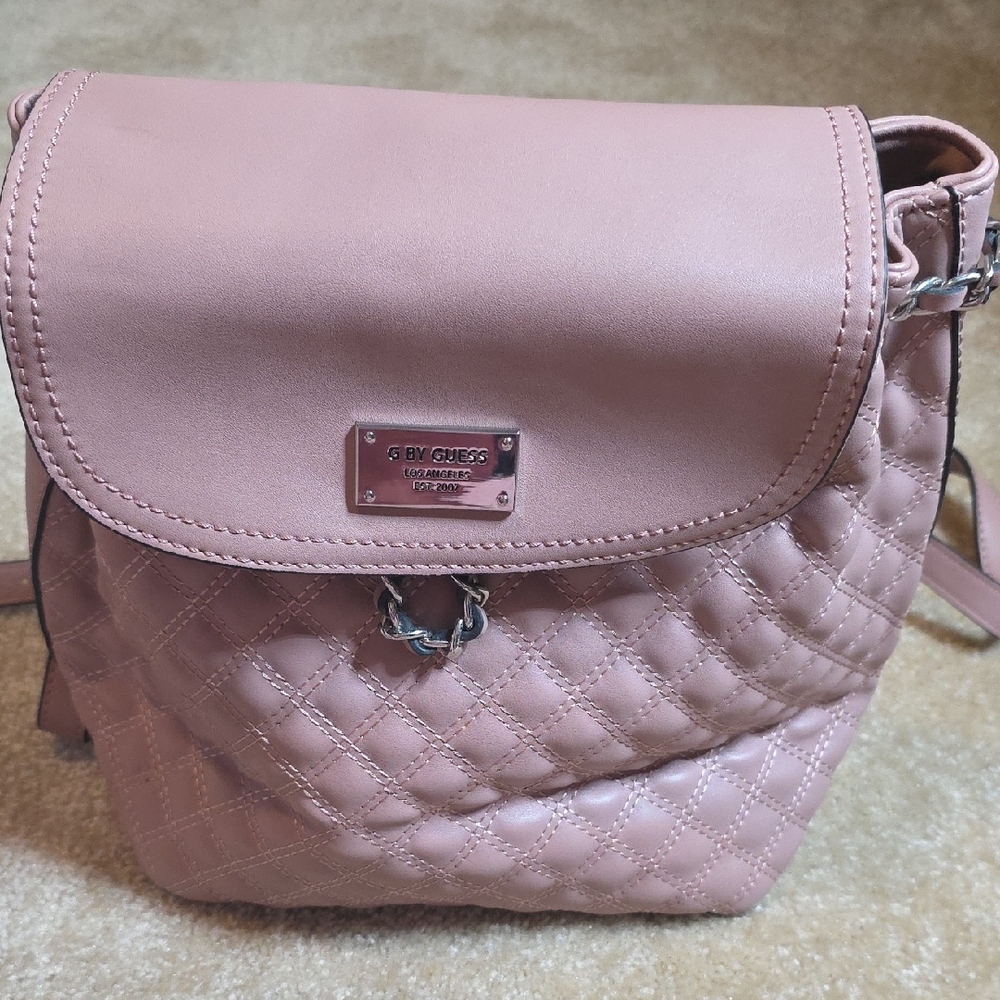 G By GUESS Pink Quilted Backpack Purse